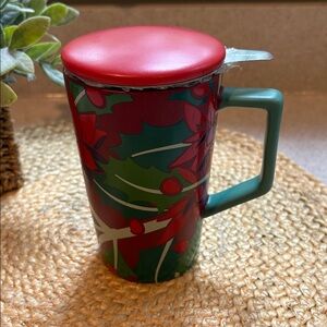 NEW Teavana Poinsettia Infuser Mug w/ Lid - 12 oz.